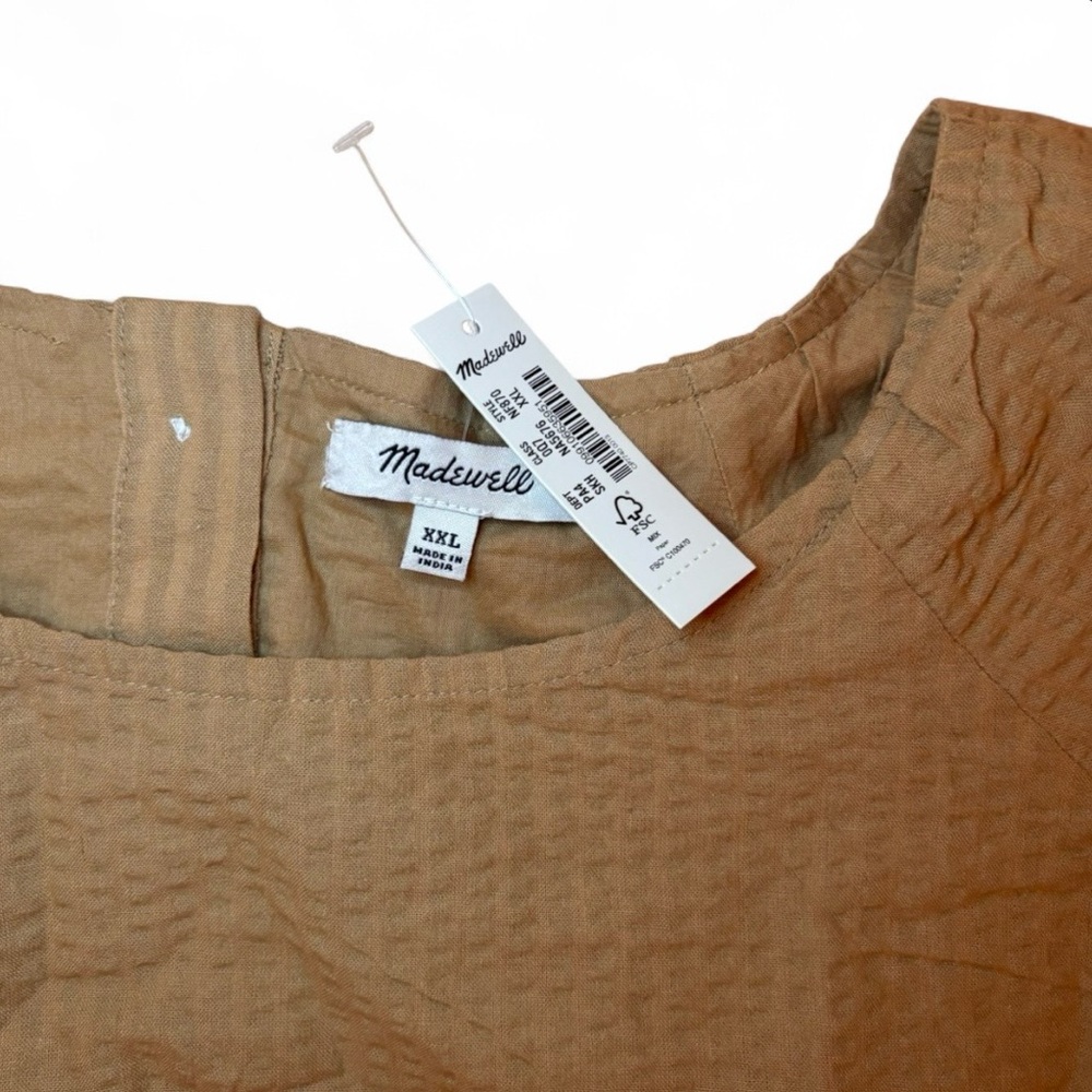 NWT Madewell Seersucker Puff-Sleeve Cutout Mini Dress XXL - Picture 7 of 10